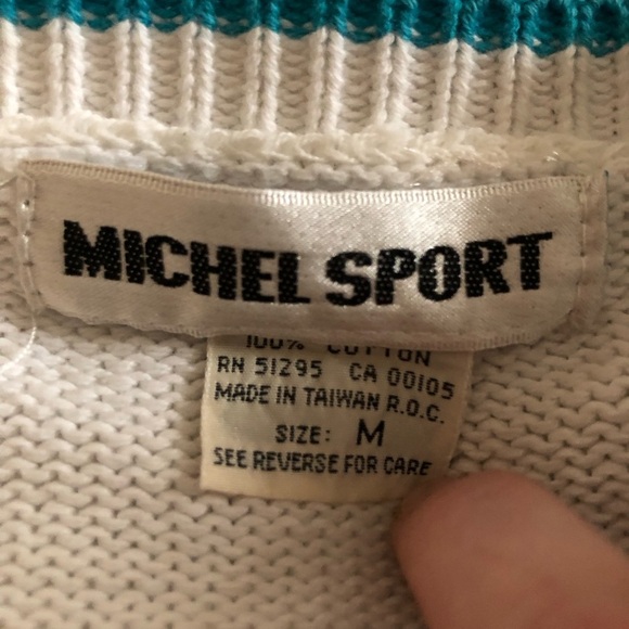 Michel Sport Unisex Knitted Preppy Cream Cardigan Size Medium Vintage - Picture 5 of 6
